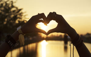 love, bracelets, dawn, dusk, hands, heart, rings, sky, sun, sunrise, sunset