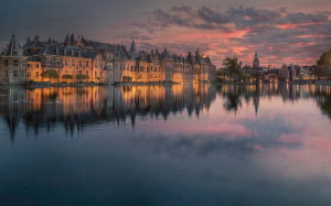 zonsondergang, strandtenten, cityscape, architecture, city, old, canal, river, sunset, evening