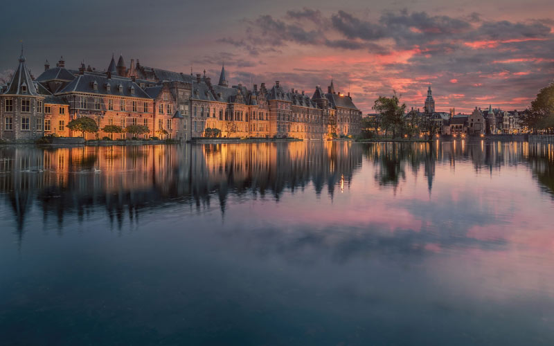 zonsondergang, strandtenten, cityscape, architecture, city, old, canal, river, sunset, evening