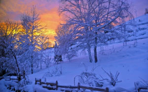 sunrise, sunset, snow, mountain, nature, winter, landscape, cold, snowy, trees, bare shaft, blue, hill