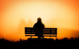 man, male, men, person, pension, third age, rest, silence, sunset, dawn, sun, outdoor, silhouette, landscape, nature, orange