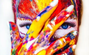 paint, makeup, cracky, girl, color, crack, creativity, hellouin, woman, eye, portrait, bright, beauty, beautiful, lips, rainbow, colorful, female, cracky