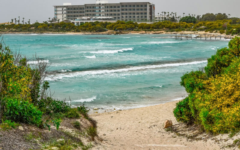 cyprus, ayia napa, lanta beach, sea, seashore, sand, dunes, resort, hotel, spring, tourism, travel, vacation