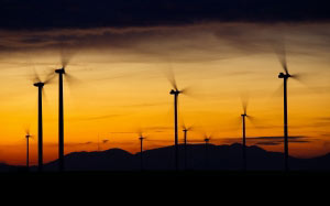 wind power, energy, environmental technology, rotor, power generation, wind energy, power supply, renewable energy, wind turbine, landscape, sky, sunset, afterglow, dusk, twilight, wind park, 