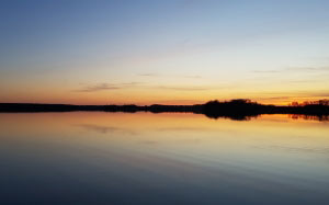 sunset, lake, sun, evening, water, twilight, clouds, sky, panorama, nature, poland, lubikowo, reflection, view, landscape, wielkopolska, peace