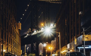 architecture, bridge, buildings, city, cityscape, new york, night, nyc, street, bridge, tower, urban