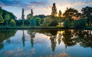 sunset, colorful, hdr, reflection, scenic, lake, nature, evening, summer, landscape, water, sky, outdoor, park, clouds