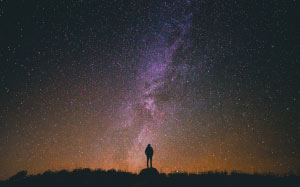 silhouette, light, sky, night, stars, milky way, glow, galaxy, space, night sky, outer space, starry, astronomy, starry sky, starry night, astronomical object, spiral galaxy, man