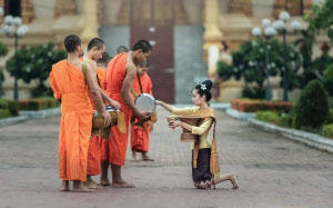 girl, gathering, people, woman, orange, young, food, monk, buddhist, buddhism, religion, asia, charity, human, vietnamese, meditation, temple, faith, cambodia, monastery, buddha, worship, bangkok, praymens