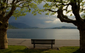 lake zug, mount rigi, switzerland, landscape, nature, clouds, viewm, lake, bench, mountains