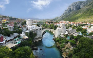 mostar, old town, river, stari most, old bridge, neretva river, landscape
