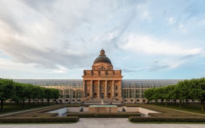 frontal view, bayerische staatskanzlei, bavarian state chancellery, hofgarten, munich, germany, architecture, city, government