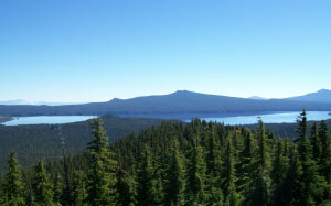 landscape, blue sky, mountains, forest, treetops, river, lake, wildlife