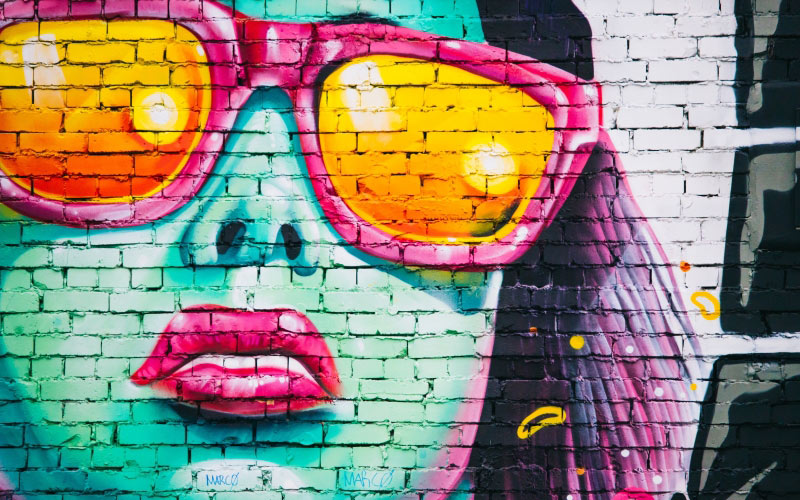 wall, graffiti, art, face, urban, girl, woman, sunglasses, brick wall, artistic, painting, mural, wall painting