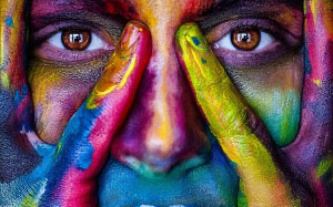 girl, face, colorful, colors, artistic, person, woman, eyes, art, paint, portrait, abstract
