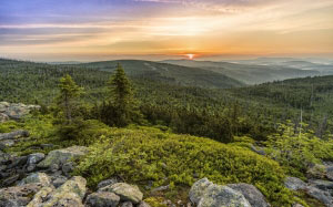 lusen, sunrise, panorama, landscape, morgenrot, skies, nature, morgenstimmung, sky, sun, backlighting, morning, bavaria, forest, mountains, hiking