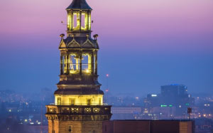 city, sky, evening, tower, architecture, poland