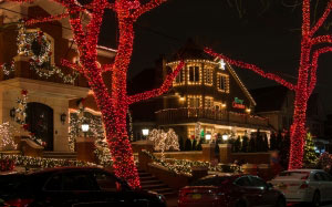 dyker heights, brooklyn, christmas, xmas, holiday decorations, christmas decorations, christmas lights, new year, holiday, night