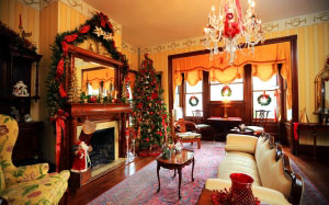 interior, room, home, christmas tree, fireplace, furniture, table, house, lights, luxury, decoration, chairs, window, xmas, holiday, couch, christmas, hall