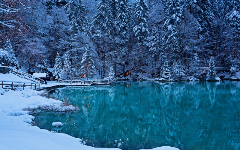 winter, snow, forest, landscape, cold, trees, nature, mountain, frost, lake, white, water, blue, river, season, fir, snowy, pine, evergreen