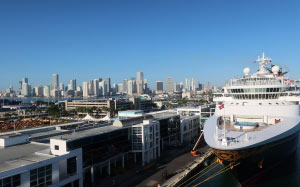 sky, city, urban, morning, tourism, landscape, sea, coast, ocean, sun, summer, vacation, coastline, ship, cruise ship, ocean liner, luxury, watercraft, passenger ship, deck, dock