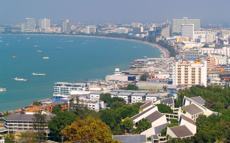 beach, sea, coast, water, sand, ocean, horizon, architecture, sky, sun, boats, skyline, hill, city, cityscape, panorama, vacation, travel, tropical, bay, harbor, blue, marina port, tourism, hotel, resort, houses