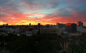 sunset, dusk, miami beach, miami, city, resort, summer, florida