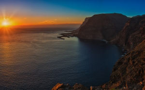 valle gran rey, la gomera, islas canarias, landscape, nature, sea, ocean, rocks, sunset