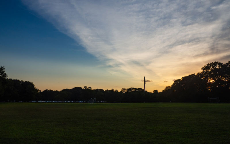 clouds, nature, sky, sunset, trees, park, landscape, grass, evening, sky