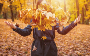 woman, people, throwing, autumn, fall, leaves, air, leaf, one person, girl