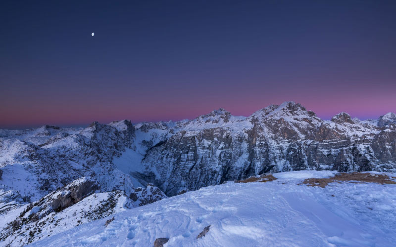 snowy, mountain, night, alpine, alps, cold, frost, frozen, glacier, high, ice, icy, idyllic, landscape, mountain peak, mountains, nature, outdoors, sky, snow, winter, moon, blue