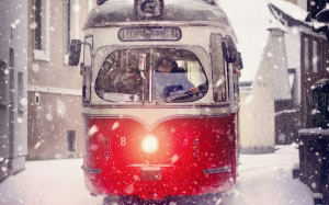peak tram, snowy, day, road, transport system, city, street