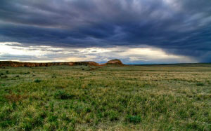 landscape, clouds, grass, rocks, nature