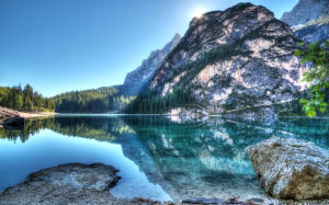 water, clouds, daylight, lakeside, landscape, mountain, lake, nature, summer, spring
