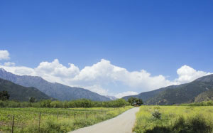 landscape, path, mountains, clouds, sky, field, meadow, hills, valley, highland, rural, nature