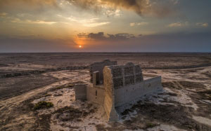 windmill, iran, landscape, evening, sunset, architecture