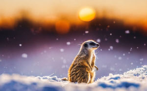 nature, snow, animal, winter, landscape, wildlife, evening