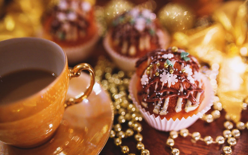 christmas, xmas, holidays, new year, festive, coffee, food, drink, chocolate, cupcake, baking, cookie, dessert, cake, muffin, sweetness, flavor