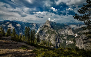 landscape, nature, forest, rocks, wilderness, mountains, clouds, sky, valley, summer, vacation