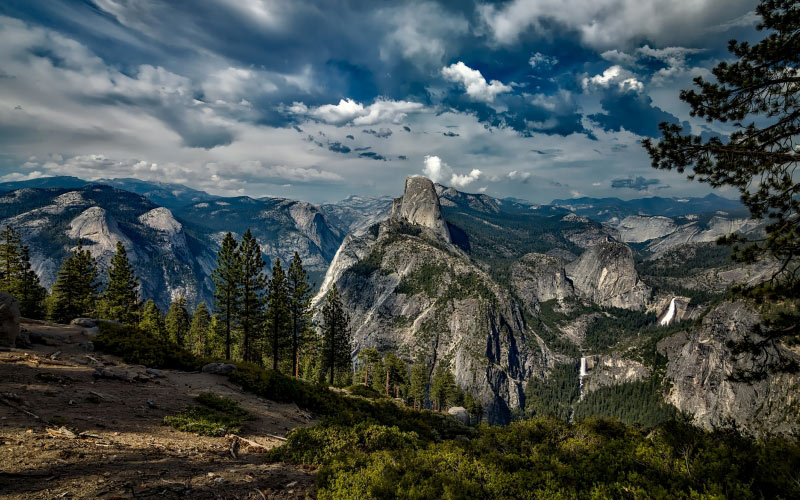 landscape, nature, forest, rocks, wilderness, mountains, clouds, sky, valley, summer, vacation
