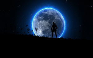 ninja, warrior, moon, japanese, japan, martial art, sword, man, karate, fight, weapon, silhouette, landscape, anime