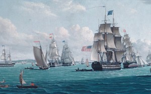 ships, franklin, bay, new york, usa, painting, thomas thompson, art, oil, canvas