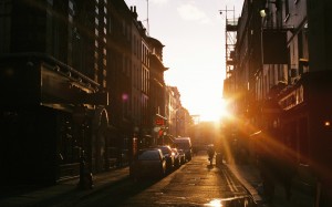 light, sun, sunset, road, street, sunlight, building, urban, evening, city