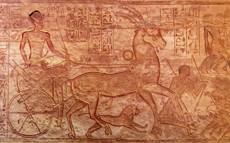 bas-relief, ramesses ii, chariot, battle of kadesh, hypostyle hall, great temple, abu simbel, egypt, ramesses the great, ancient