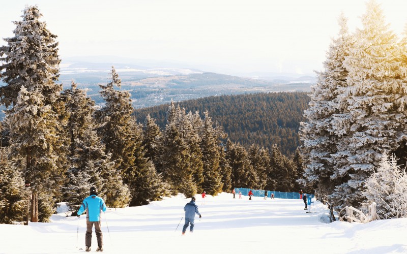 people, skiing, winter, snow, trees, winter sport, mountains, sports, holiday, nature, mountain range, vacations, trip, outdoors