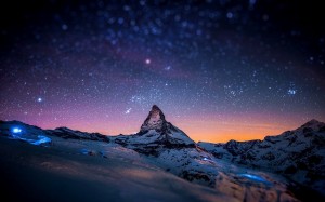 sky, lights, nature, landscape, mountains, snow, horizon, stars, space, midnight, blue, winter, freezing, night, arctic, rock