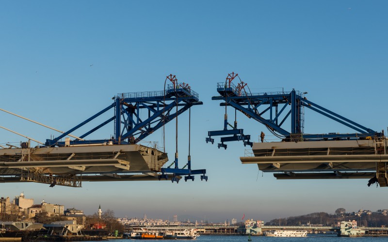 construction, technology, golden horn metro bridge, istanbul, city, bridge, cityscape