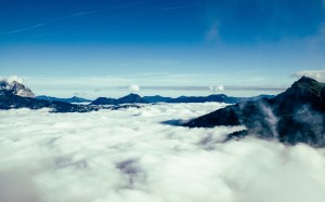 mountains, clouds, sky, peaks, mountain range, top, alps, above clouds