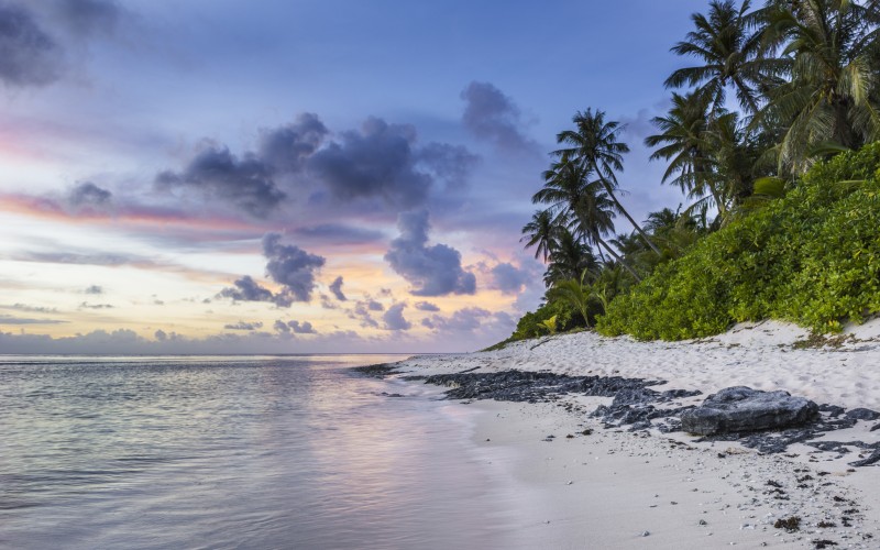 beach, sea, coast, water, sand, ocean, clouds, sky, shore, waves, shoreline, paradise, tropical