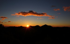 sky, sun, clouds, sunset, sunrise, afterglow, morning, dawn, horizon, mountains, dusk, evening, sunlight
